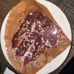 Brianna and I ordered a salted caramel and peanut crepe