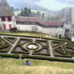 Hedge maze in the courtyard of the castle Gruyere